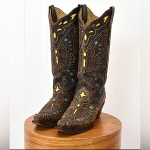 CORRAL Vintage Brown BUTTERFLY Inlay Leather Western Boot NEW 8M RARE A1928